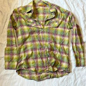 WRANGLER purple Plaid Snap Front Western Long Sleeve Shirt